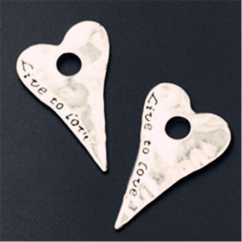 WKOUD 6pcs Silver Color live to love Charm Heart Alloy Pendant Fit Earrings Necklace DIY Fashion Jewelry Findings A831