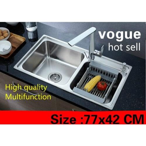 Free shipping Home kitchen double groove sink standard 304 stainless steel durable hot sell 77x42 CM