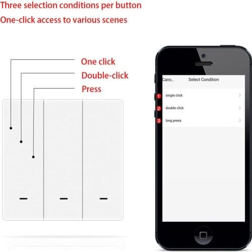 Tuya Zigbee Wireless Smart Switch 4 Gang Wall Light Switch with Push Button Click on Off Smart Home Device and Scene Smart Life