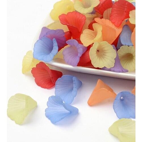 Approx 580pcs/500g 20x20x2mm Transparent Acrylic Beads Frosted Flower Mixed color Dyed Bead for Earring Accessories DIY