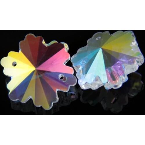 14mm Snowflake Beads Glass In 2 Holes/1 Hole Crystal Glass Strand Beads Snow Shape Beads For Wedding Party Garlands