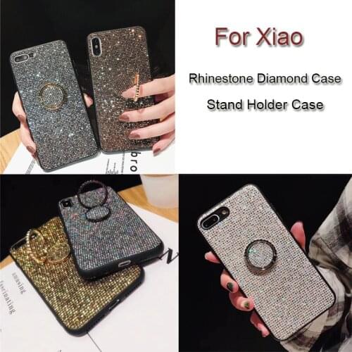 Silicone Soft Glitter Bling Stand Holder Case For Xiaomi CC9 NOTE 10 PRO 9 9SE 8SE 8 Lite 5X 6X Mix 2S 3 Rhinestone Diamond Case