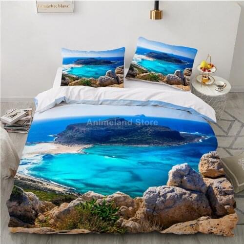 Scenery Bedding Set Beach Sea Ocean Bed Linen Quilt Duvet Cover Sets Home Textile Decor Twin Single Queen King Size Fashion Gift