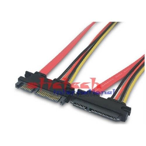 By dhl or ems 500pcs 30cm 22Pin SATA Cable Male to Female 7+15 Pin Serial ATA SATA Data Power Combo Extension Cable Connector