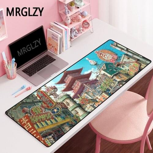 MRGLZY Multi-size Gamer Japanese Street XXL Anime Long Mouse Pad Large MousePad Carpet Laptop Gaming Accessories DeskMat for LOL