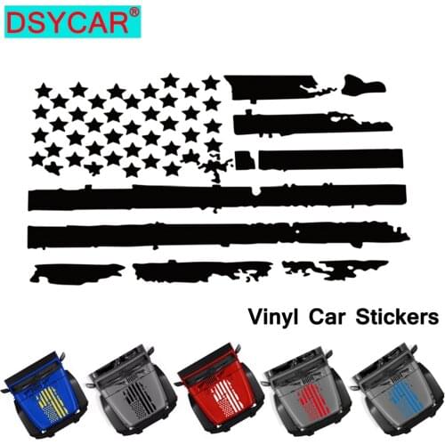 DSYCAR 1Set Universal Distressed USA Flag Hood Vinyl Sticker Decal - Fits Any Hood Cover Free Size for All Car SUV Truck