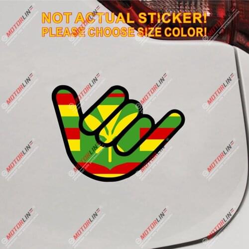 Hawaii Kanaka Maoli Flag Shaka Sign Hang Loose Decal Sticker reflective glossy