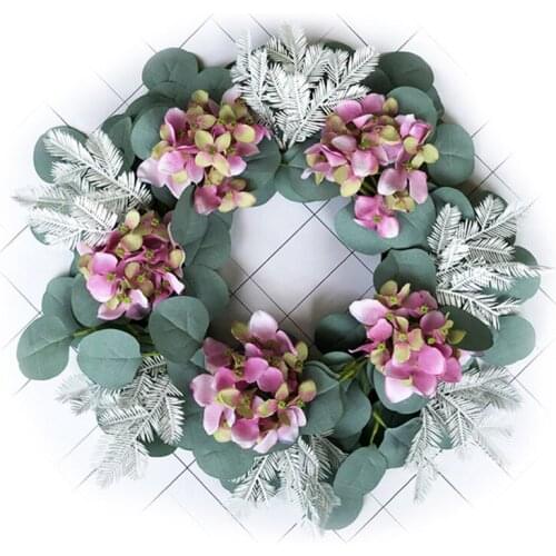 Simulation Rose Hydrangea Wreath Home Door Decoration Fake Wreath Wedding Bridal Headdress Valentines Day Christmas Gift 1pc