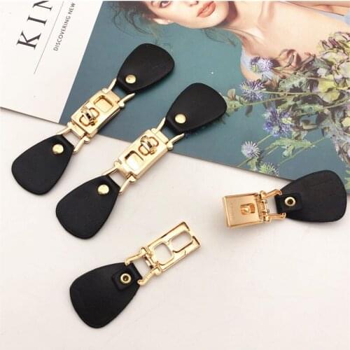 Quality Black Leather Horn Toggle Buttons Steel Hook Trench Duffle Coat Fastener