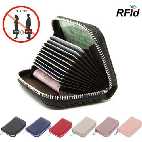 1 Pcs Leather Rfid Anti-theft Card Holder Purse Women Men Outdoor Wallet Credit Card Organizer Multifunctional Zipper Wallet