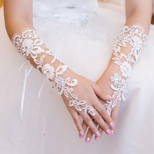 2019 Fingerless Lace Wedding Gloves Bridal Party Girl Dance Gloves Elbow Length Long Wedding Gloves for Bride