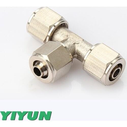 Brass T-type three-way variable diameter quick-twist joint PE4/PE6/PE8/PE10/PE12/PE14/PE16