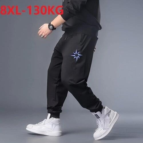Summer spring sport wear korea style pants thin sweatpants Men plus size 8XL loose pants high street elasticity geometry Pants