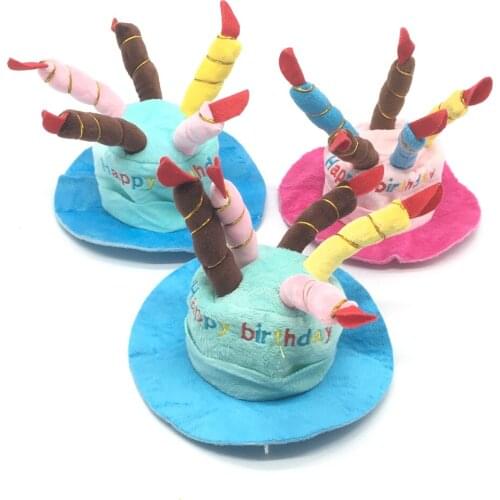 Cute Dog Pet Hat Beanies Hat with Birthday Cake Candles Gift Design Birthday Party Costume Headwear Accessory Pet Cap
