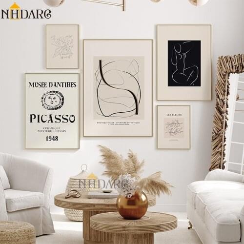 Minimalist Picasso Abstract Body Line Wall Art Canvas Painting Poster and Print Nordic Pictures for Living Room Home Decor