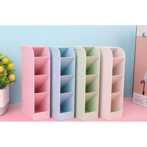 Obliquely Inserted 4 Grid Desktop Pen Holder Desk Organizer Multi-function Office School Storage Case Desk Pen Pencil Organizer