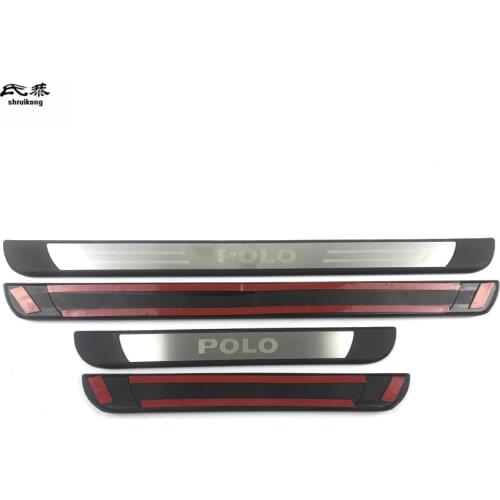 4pcs/lot ABS plastic and stainless steel car door sill pedals Scuff Plate cover for 2017-2019 Volkswagen VW POLO AW1 BZ1