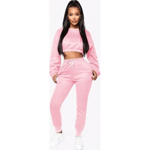 2020 Autumn Winter Thick Fleece Tracksuit Sweatshirts Tops and Pants Two Piece Suit Women Trousers Casual Sportwear Matching Set