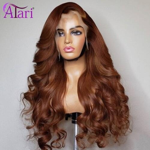 Atari Chocolate Brown Ombre Human Hair Wig Brazilian Body Wave Wig Hd Transparent Lace Frontal Wig Pre Plucked Lace Wig