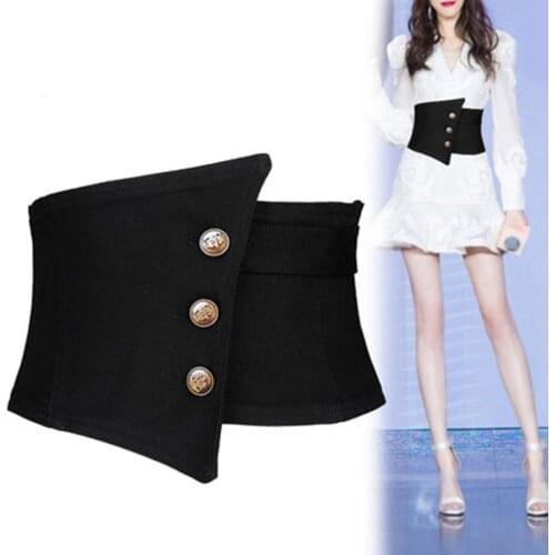 2020 New Fashion Elastic Belt Spring Autumn Elegant Women White/Black Elegant Peplum Belt Wide Bukle Waistband Women Waist Skirt