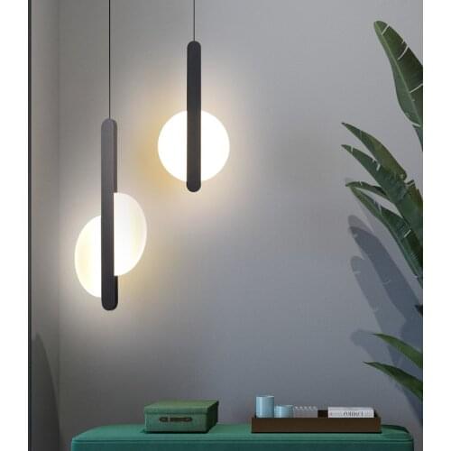 Bedside chandelier bedroom single head line lamp creative minimalist design partial hall bay window ins net red lighting