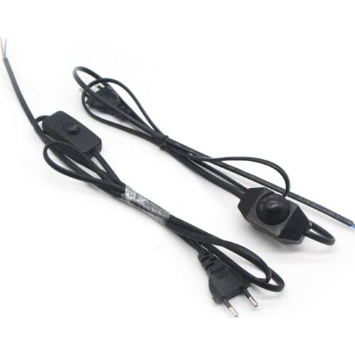 AC Lead Wire Power Cord 1.8m on-off or whirl dimmer Switch Plug Wire Two-pin US/EU Plug Cable Extension Cord Adapter For LED lam