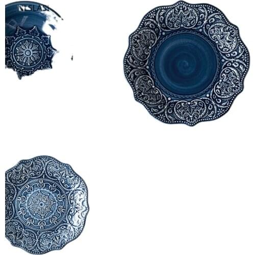 European style Relief Ceramic Dinner PCup Tableware Creativity Porcelain Steak Dessert Cake Plate Soup Bowl Coffee cup