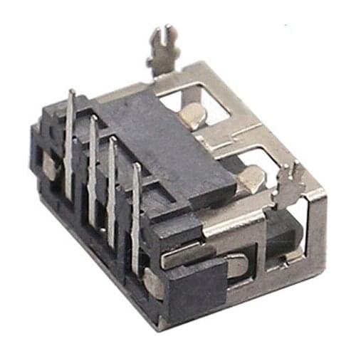 Female USB 2.0 DIP 4 Pin 2 Foot Type A 90 Insert Direct Data Charge Plug Socket Jack Connector Wire Adapeter