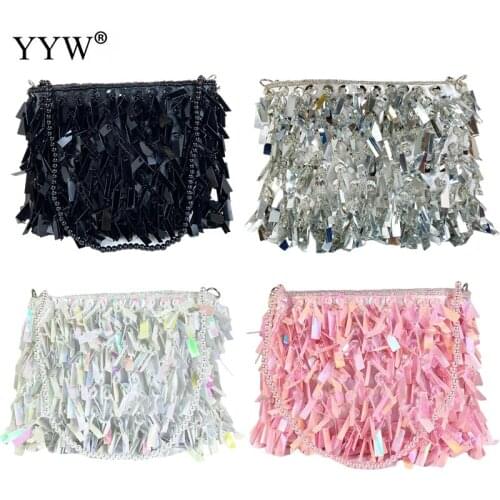 Pink Evening Party Clutch Bag Sequins Decor Handbag for Women 2021 Designer Luxury 2021 Trend Hand Bag Trends Leisure Armpit Bag