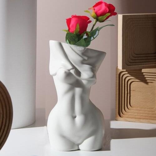 Vases Nordic Home Decor Living Room Decoration Ceramic Flower Pot Creative Art Human Body Abstract Desktop Flower Arrangement
