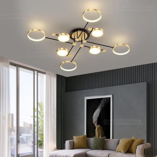 Modern Lustres LED Chandelier Lighting for Living Room Decor Bedroom Lamp Gold Frame Aluminum Dropshipping Indoor Light Fixtures