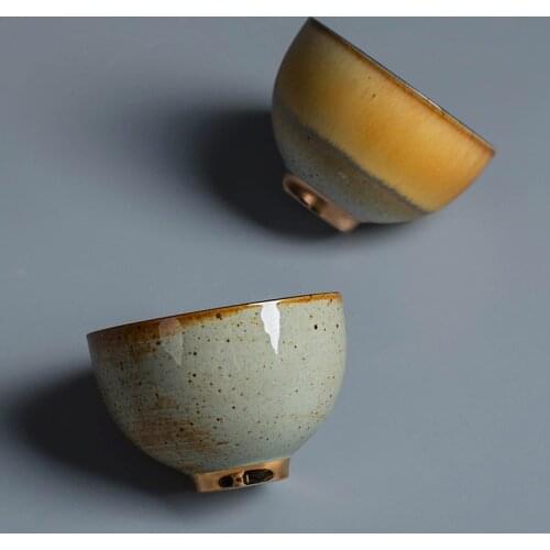 Vintage Coarse Pottery Tea Master Cup Japanese Style Tea Bowl Ceramics Creative Small Tea Bowl Home Decor