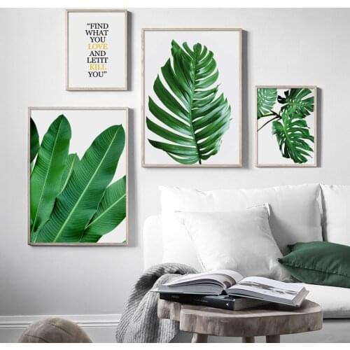 Tropical Plants Monstera Palm Banana Leaf Wall Art Canvas Painting Nordic Posters And Prints Wall Pictures For Living Room Decor