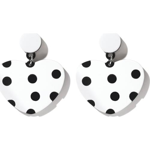 WYBU Newest Cute Heart With Dot Light Drop Earring For Women Romantic Black White Stipe Earing Ear Jewelry Gift For Girl Friend