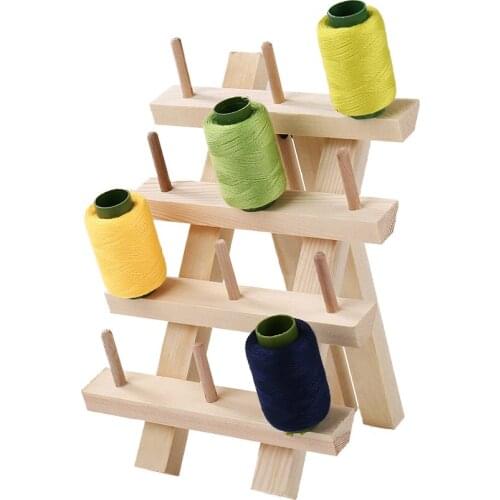 Storage Box Yarn Holder Sewing Thread Spool Wooden Organizer Stand Knitting Yarn Wood Home 12 Axis Folding Frame Embroidery Firm