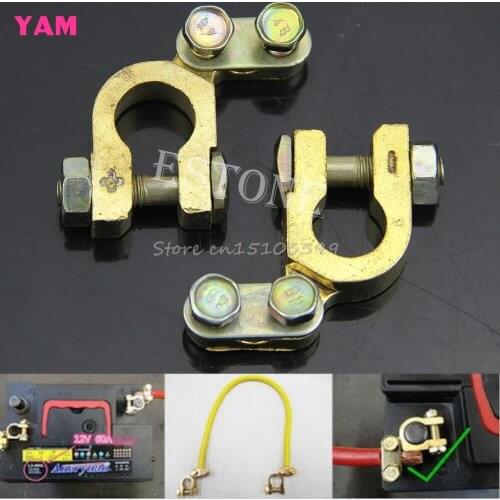 2Pcs Replacement Auto Car Battery Terminal Clamp Clips Brass Connector Drop Ship