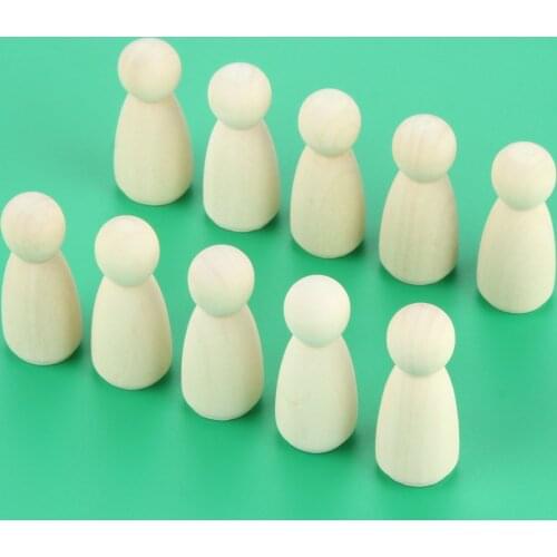 10Pcs 43mm Unfinished Female Wooden Peg Dolls Figures Wood DIY Art Craft Painting Toys Wedding Home Decor Wood Crafts
