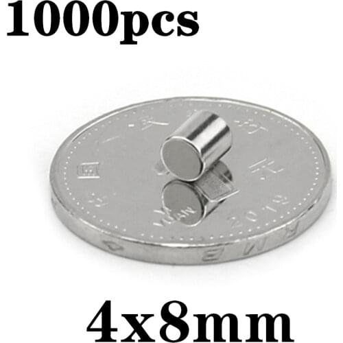 1000pcs Neodymium N35 Dia 4x8mm Strong Magnets Tiny Disc NdFeB Rare Earth For Crafts Models Fridge Sticking magnet 4x8mm