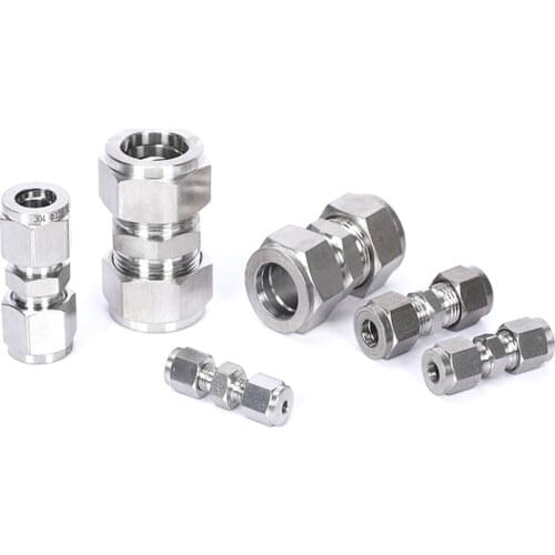 2pcs Fit Tube O/D 3-25mm 1/8" 1/4" 3/8" 1/2" 304 Stainless Equal Straight Ferrule Pneumatic Air Compression Fitting