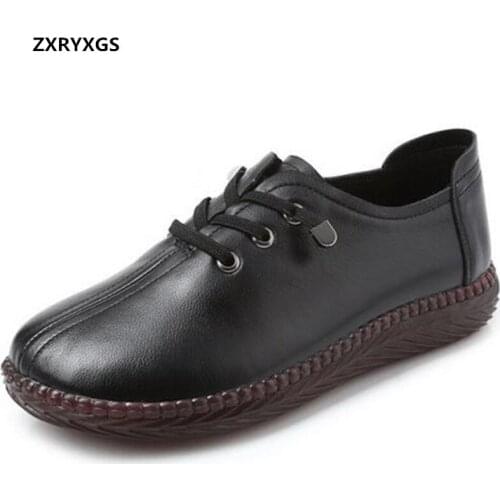 2021 New Spring Top Soft Cowhide Women Leather Shoes Soft Sole Comfortable Casual Sneakers Women Shoes Flat Shoes Large Size 43