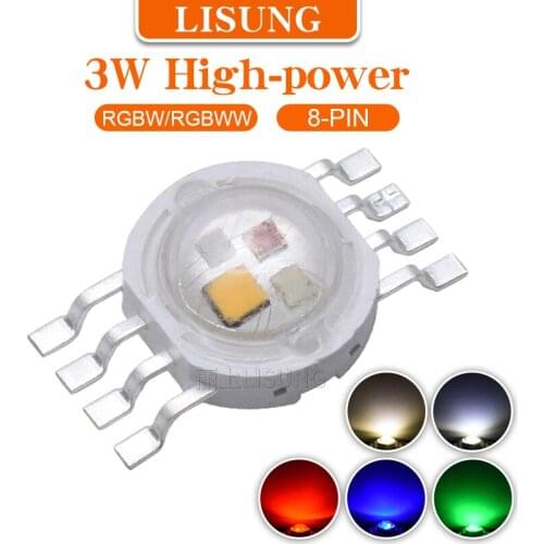 3W Watt High Power Rgbw 8pins Chip Spotlight Warm White Downlight Beads Molding Led Stage Colorful Light Source Beads
