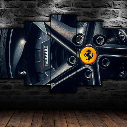 5 Piece Ferrari Rim Wheel Racing Car Poster Canvas Picture Print Wall Art Canvas Painting Wall Decor for Living Room No Framed