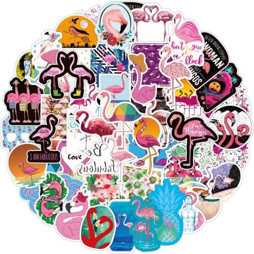 50PCS Cartoon Flamingo Cute Graffiti Stickers DIY Car Motorcycle Travel Luggage Guitar Laptop Waterproof Joke Toy Decal Sticker