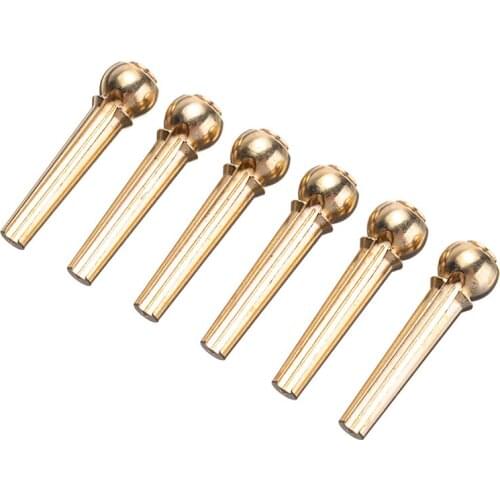 6Pcs/Set Acoustic Guitar Bridge Pegs Pin Gold Brass Musical Stringed Instruments Guitar String Nail Part Accessories