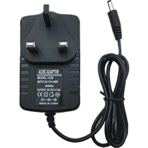 Black UK AC To DC Power Adapter 12V 1A 2A 3A 5V2A Monitor TV LED Light Regulation Charger Adaptor Supply 5.5*2.5mm 5.5*2.1mm