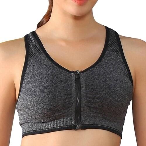 Hot Women Zipper Push Up Sports Bras Vest Underwear Shockproof Breathable Gym Fitness Athletic Running Yoga Bh Sport Tops Women