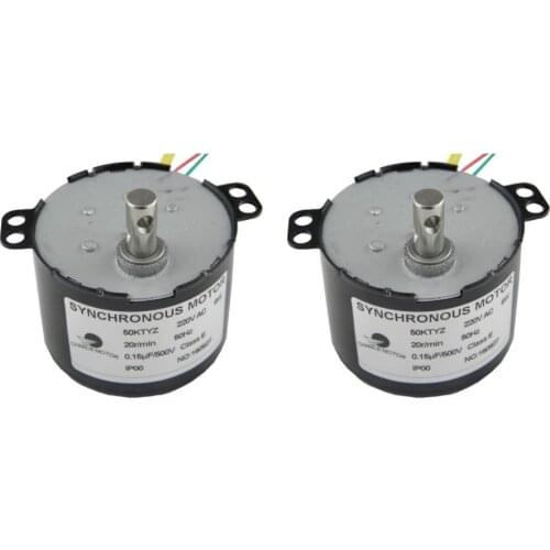 CHACNS Slow Speed Electric Motor Metal Geared for Rotisserie Turntable 50KTYZ 220V 20RPM Synchronous Geared Motor 2PCS