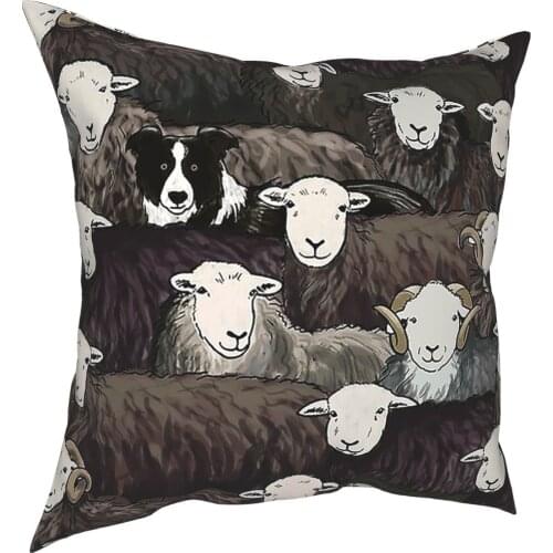 Border Collie Sheep Dog Pillow Cover Home Decor Cushions Throw Pillow for Car Polyester Double-sided Printing Novelty