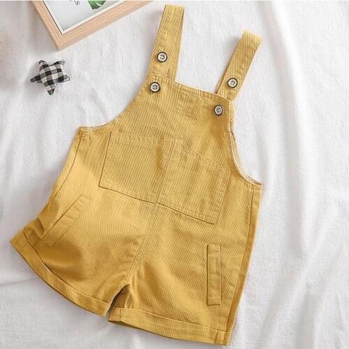 Childrens Suspenders Shorts 2021 New Fashion Boys and Girls Solid Color Loose Jumpsuits Summer Baby Shorts Kids Overalls