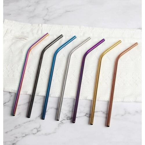 Greentag 4 Pack Best Reusable Metal Drinking Stainless Steel Straws with Cleaning Brush Carry Bag for 12oz Bottles gift